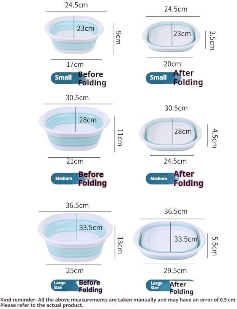 Dalan 3-piece folding washbasin set, foldable dishwasher basin, space-saving folding sink, suitable for apartments, camping, dishwashing, fruit and beverage container, hiking, and household use (Pink) - Image 2